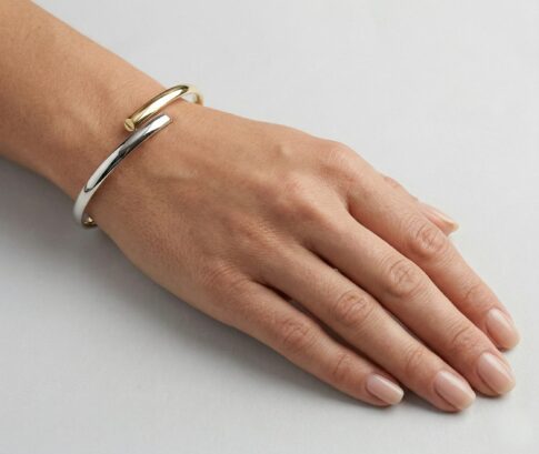 14 karaat bicolor slavenarmband halfrond model