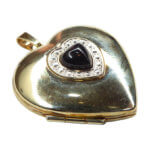 Gouden harten medaillon met onyx