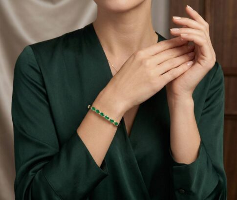 Gouden armband met smaragd en diamanten