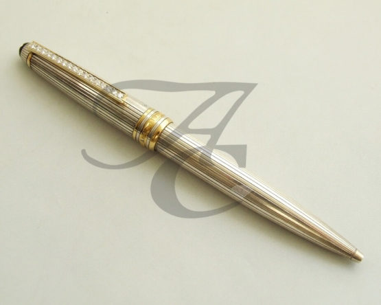 Zilver en gouden ballpoint Mont Blanc met briljanten