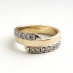Gouden ring met 2 rijen briljanten