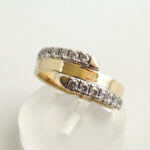 Gouden ring met 2 rijen briljanten