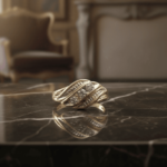 Gouden vlecht ring met diamant