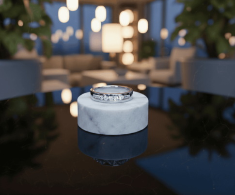 Wit gouden aquamarijn ring met diamanten