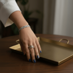 Gevlochten bicolor gouden ring met briljanten