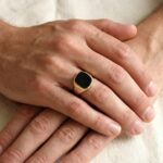 14 karaat gouden zegelring met onyx