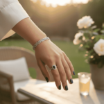 14 karaat gouden ring met saffier en diamanten