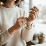 Gouden ring met topaas, amethist en briljant