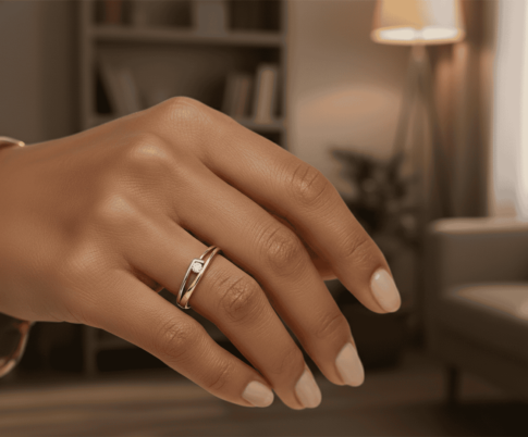 Bicolor diamanten Christian ring