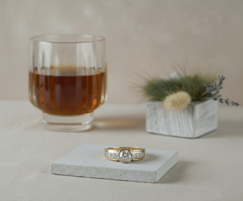 Geel gouden ring met diamanten 0.91 ct.