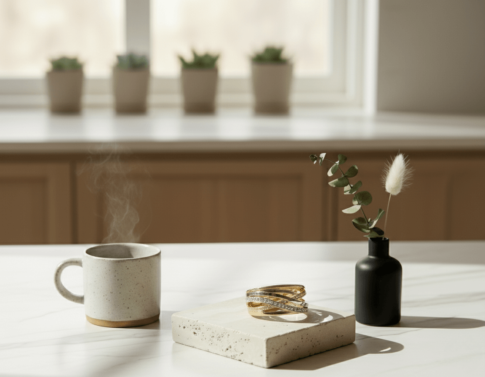 Gevlochten bicolor gouden ring met briljanten