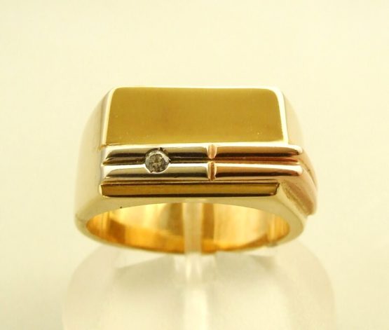 Gouden fantasie ring met diamant