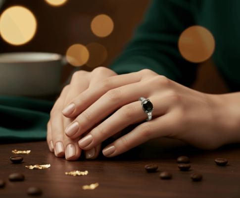 Bicolor gouden ring met diamant en saffier