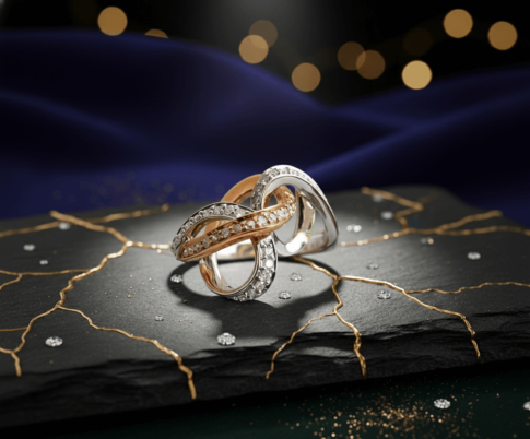 Bicolor gouden ring met diamanten