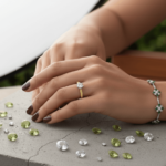 Geel gouden diamanten ring met klauwzetting