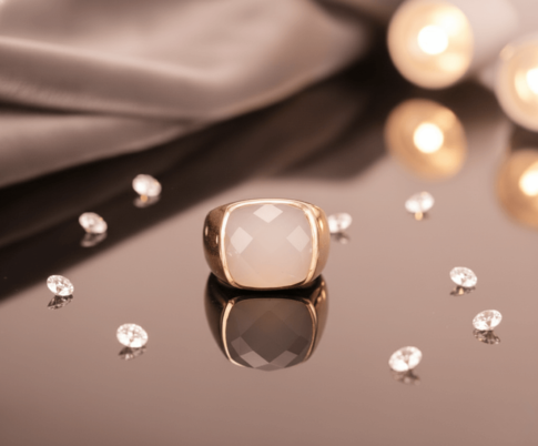 Rose gouden agaat ring