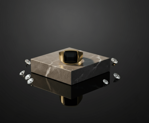 Gouden reuma ring met onyx