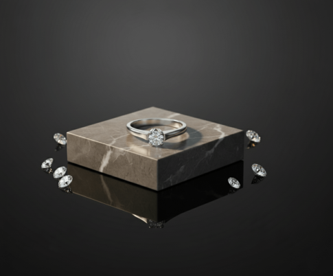 14 karaat wit gouden ring met diamant