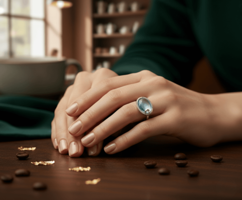 Gouden ring met topaas en diamant