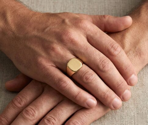 Heren geel gouden zegelring