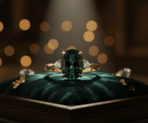 Christian gouden ring met groene saffier