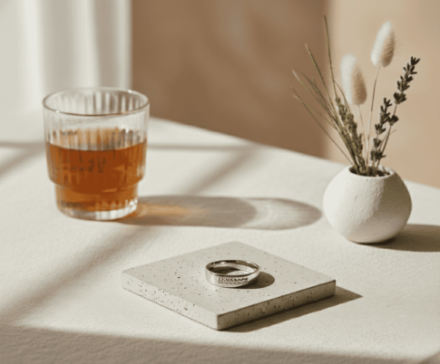 Wit gouden ring met 7 diamanten