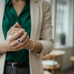 Geel gouden ring met saffier en briljanten