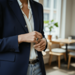 Wit gouden ring met briljanten en saffier