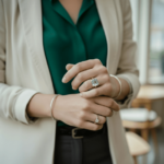 Bicolor ring met aquamarijn en diamanten