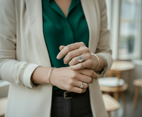 Bicolor ring met aquamarijn en diamanten