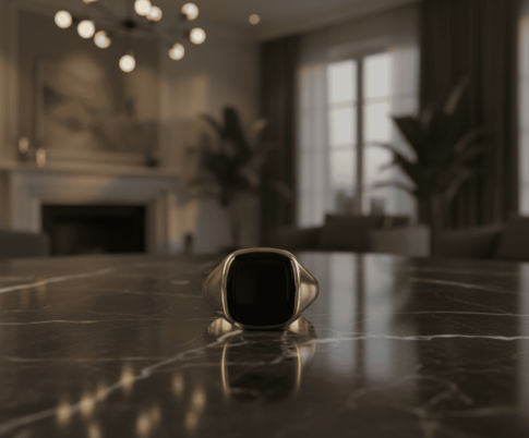 14 karaat gouden zegelring met onyx