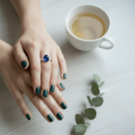 Wit gouden ring met saffieren en diamanten