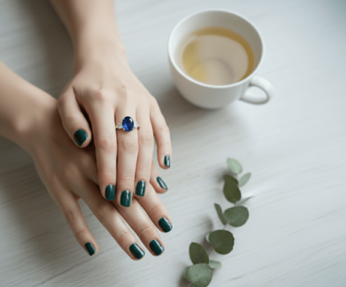 Wit gouden ring met saffieren en diamanten