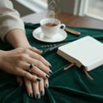 Wit gouden ring met briljanten en saffier