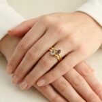 Gouden ring met topaas, amethist en briljant