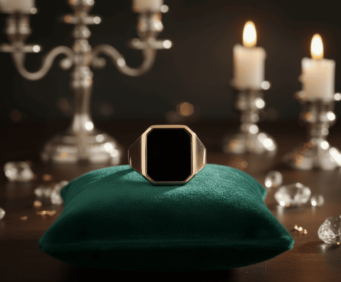 Christian geel gouden onyx zegelring