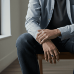 Gouden ring met lichtblauwe lagensteen