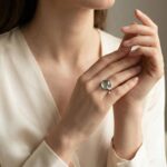 Wit gouden ring met beryl en diamant