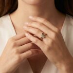 Gouden ring met topaas, amethist en briljant