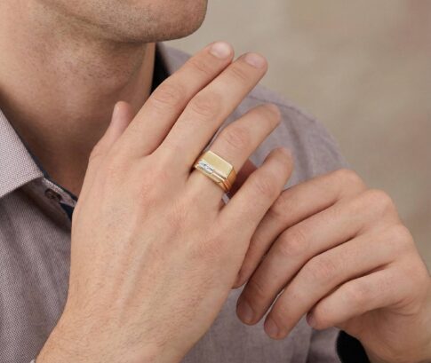 Gouden fantasie ring met diamant