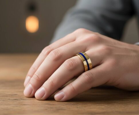 Geel gouden lapis lazuli ring
