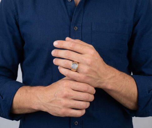 Rose gouden agaat ring