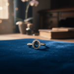 14 karaat gouden ring met saffier en diamanten