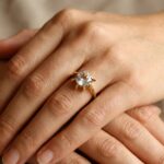 Geel gouden ring met aquamarijn