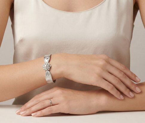 14 karaat wit gouden diamanten armband