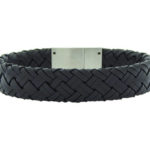 Christian Leather Black Bracelet White Clasp