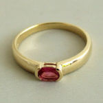 Geel gouden Christian ring met toermalijn