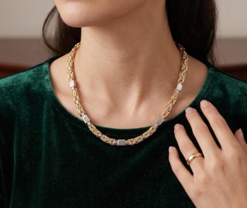 Bicolor gouden koningsketting