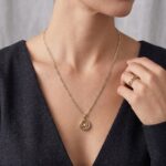 Occasion gouden collier en hanger met diamant