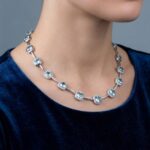 18 karaat wit gouden topaas en diamanten collier